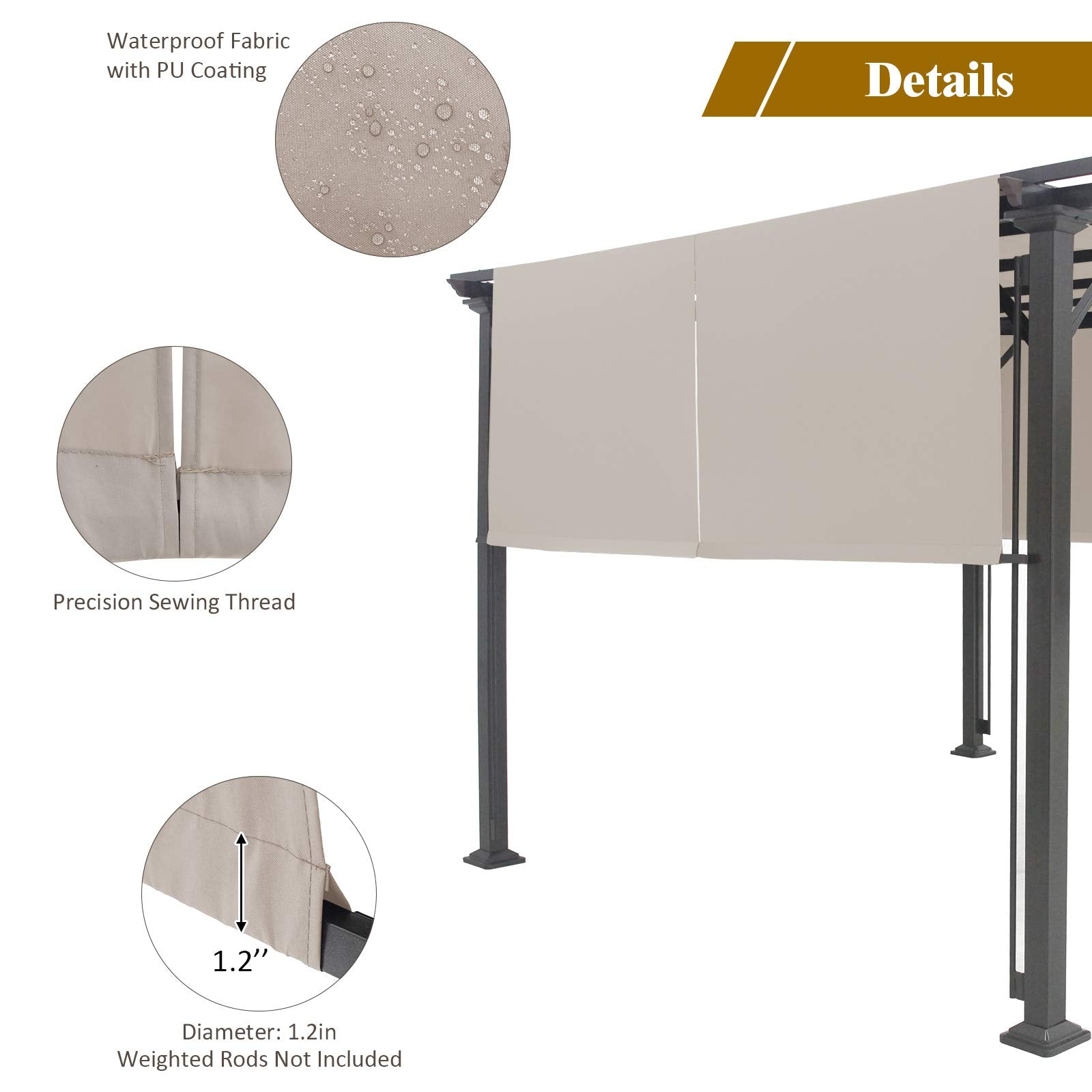 10 x 10 FT Metal Pergola with Retractable Canopy Outdoor Patio Pergola Gazebo Sun Shelter