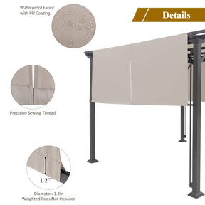 10 x 10 FT Metal Pergola with Retractable Canopy Outdoor Patio Pergola Gazebo Sun Shelter