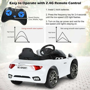 4-Wheel Licensed Maserati Kids Ride On Car, 12V Battery Powered Electric Toy Car with Parent Remote Control, Lights, Horn, Music