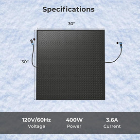 20" /30"x 30" Heated Snow Melting Mat, Heated Outdoor Mat for Winter Snow Removal with 3 in/h Speed, 9.5 ft Power Cord, GFCI Plug, Non-Slip Rubber and IP66 Waterproof, Snow and Ice Heated Pad for Walkway, Doorway and Driveway
