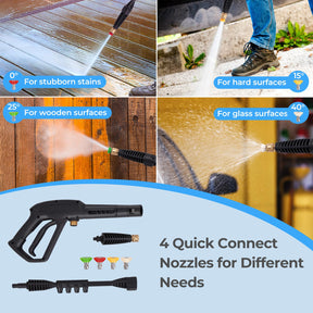 1900 PSI 1.8 GPM Electric Pressure Washer, Portable High Pressure Power Washer with 4 Quick Connect Nozzles, Soap Bottle & 19.7 FT Hose