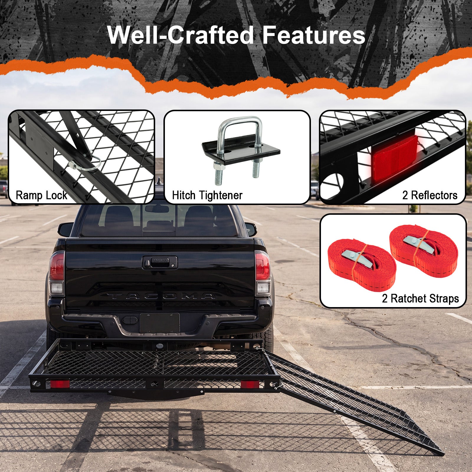 500 LBS Heavy-Duty Folding Hitch Mount Wheelchair Carrier