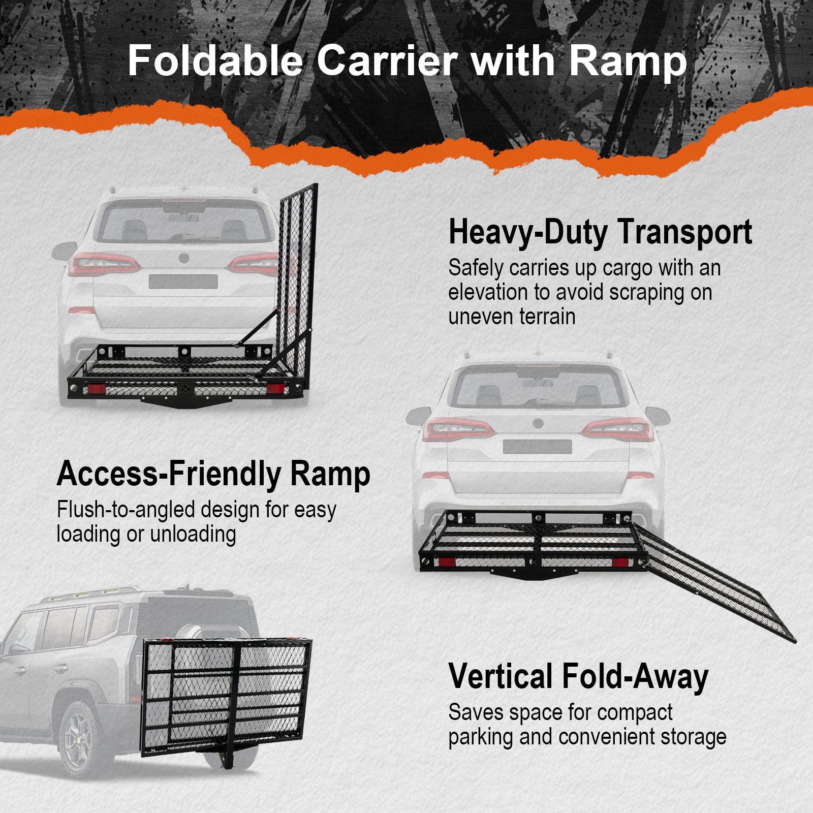 500 LBS Heavy-Duty Folding Hitch Mount Wheelchair Carrier