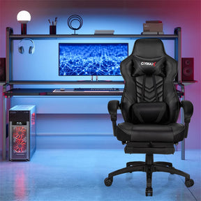 Ergonomic Gaming Chair Recliner with Footrest, Linkage Armrests & Lumbar Support, Big Wide High Back Swivel Video Gaming Office Computer Chair