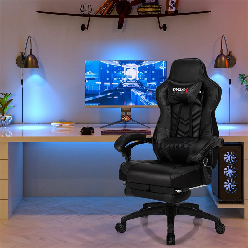 Ergonomic Gaming Chair Recliner with Footrest, Linkage Armrests & Lumbar Support, Big Wide High Back Swivel Video Gaming Office Computer Chair