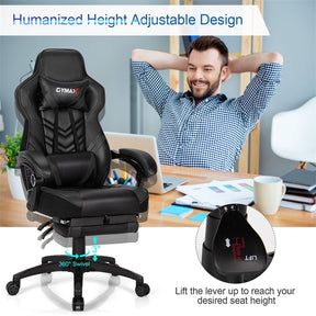 Ergonomic Gaming Chair Recliner with Footrest, Linkage Armrests & Lumbar Support, Big Wide High Back Swivel Video Gaming Office Computer Chair