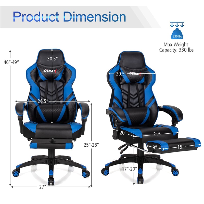 Ergonomic Gaming Chair Recliner with Footrest, Linkage Armrests & Lumbar Support, Big Wide High Back Swivel Video Gaming Office Computer Chair