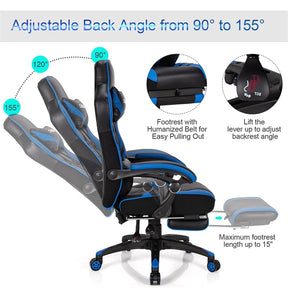 Ergonomic Gaming Chair Recliner with Footrest, Linkage Armrests & Lumbar Support, Big Wide High Back Swivel Video Gaming Office Computer Chair