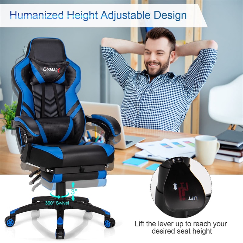Ergonomic Gaming Chair Recliner with Footrest, Linkage Armrests & Lumbar Support, Big Wide High Back Swivel Video Gaming Office Computer Chair
