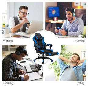 Ergonomic Gaming Chair Recliner with Footrest, Linkage Armrests & Lumbar Support, Big Wide High Back Swivel Video Gaming Office Computer Chair