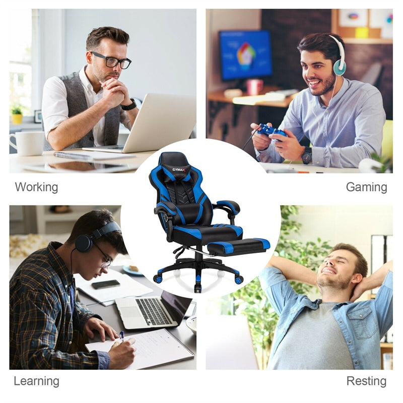 Ergonomic Gaming Chair Recliner with Footrest, Linkage Armrests & Lumbar Support, Big Wide High Back Swivel Video Gaming Office Computer Chair