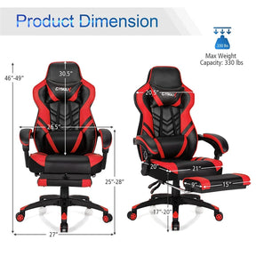 Ergonomic Gaming Chair Recliner with Footrest, Linkage Armrests & Lumbar Support, Big Wide High Back Swivel Video Gaming Office Computer Chair