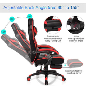 Ergonomic Gaming Chair Recliner with Footrest, Linkage Armrests & Lumbar Support, Big Wide High Back Swivel Video Gaming Office Computer Chair