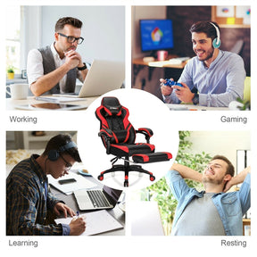 Ergonomic Gaming Chair Recliner with Footrest, Linkage Armrests & Lumbar Support, Big Wide High Back Swivel Video Gaming Office Computer Chair