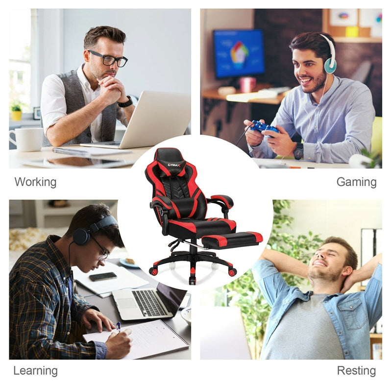 Ergonomic Gaming Chair Recliner with Footrest, Linkage Armrests & Lumbar Support, Big Wide High Back Swivel Video Gaming Office Computer Chair