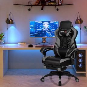 Ergonomic Gaming Chair Recliner with Footrest, Linkage Armrests & Lumbar Support, Big Wide High Back Swivel Video Gaming Office Computer Chair