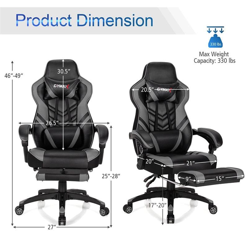 Ergonomic Gaming Chair Recliner with Footrest, Linkage Armrests & Lumbar Support, Big Wide High Back Swivel Video Gaming Office Computer Chair