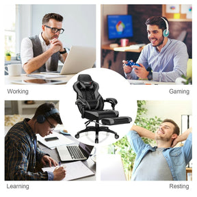 Ergonomic Gaming Chair Recliner with Footrest, Linkage Armrests & Lumbar Support, Big Wide High Back Swivel Video Gaming Office Computer Chair