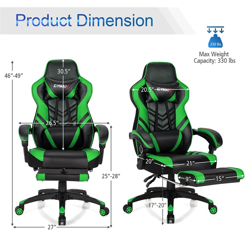 Ergonomic Gaming Chair Recliner with Footrest, Linkage Armrests & Lumbar Support, Big Wide High Back Swivel Video Gaming Office Computer Chair