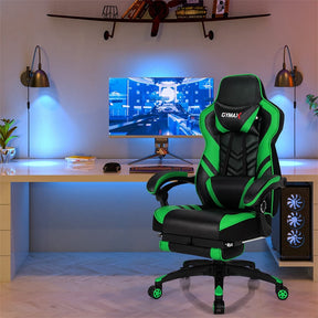 Ergonomic Gaming Chair Recliner with Footrest, Linkage Armrests & Lumbar Support, Big Wide High Back Swivel Video Gaming Office Computer Chair