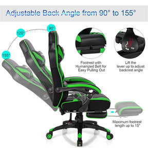 Ergonomic Gaming Chair Recliner with Footrest, Linkage Armrests & Lumbar Support, Big Wide High Back Swivel Video Gaming Office Computer Chair