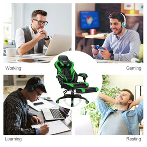 Ergonomic Gaming Chair Recliner with Footrest, Linkage Armrests & Lumbar Support, Big Wide High Back Swivel Video Gaming Office Computer Chair