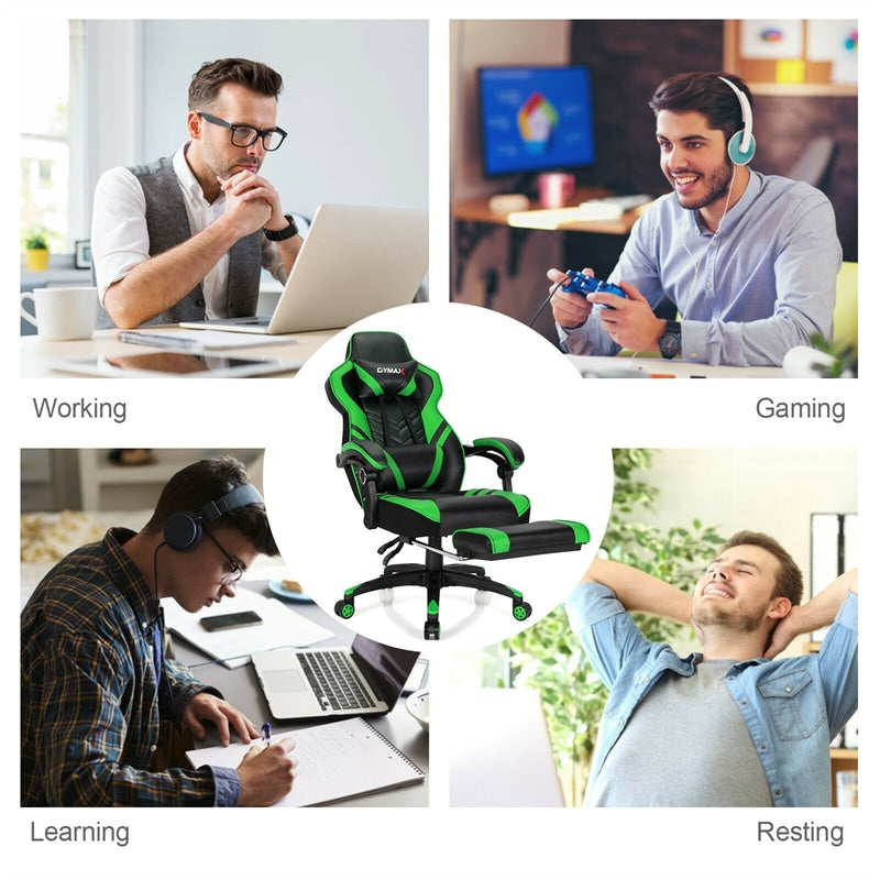 Ergonomic Gaming Chair Recliner with Footrest, Linkage Armrests & Lumbar Support, Big Wide High Back Swivel Video Gaming Office Computer Chair