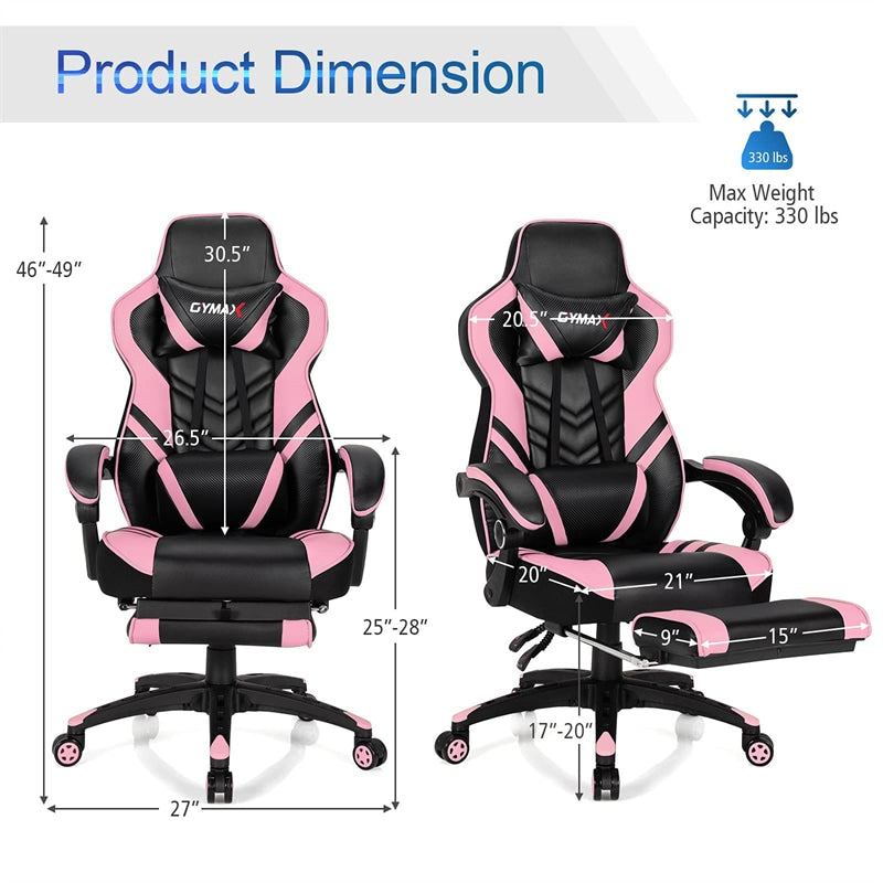 Ergonomic Gaming Chair Recliner with Footrest, Linkage Armrests & Lumbar Support, Big Wide High Back Swivel Video Gaming Office Computer Chair