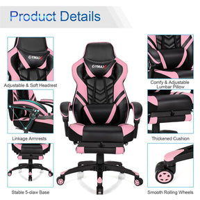 Ergonomic Gaming Chair Recliner with Footrest, Linkage Armrests & Lumbar Support, Big Wide High Back Swivel Video Gaming Office Computer Chair