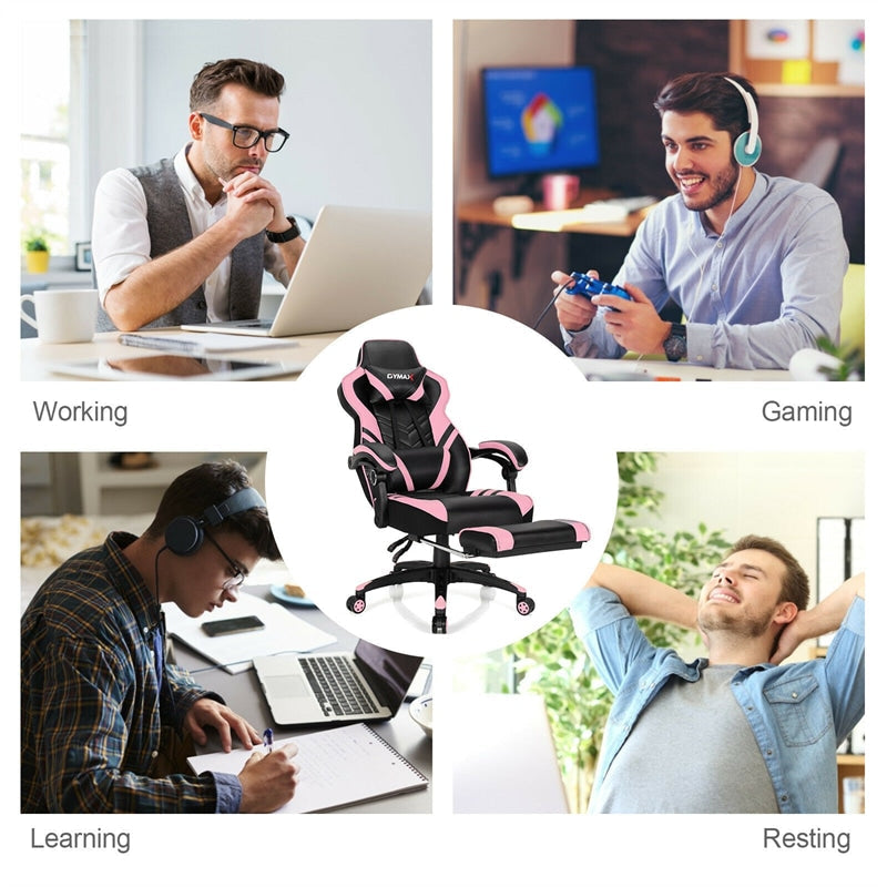 Ergonomic Gaming Chair Recliner with Footrest, Linkage Armrests & Lumbar Support, Big Wide High Back Swivel Video Gaming Office Computer Chair