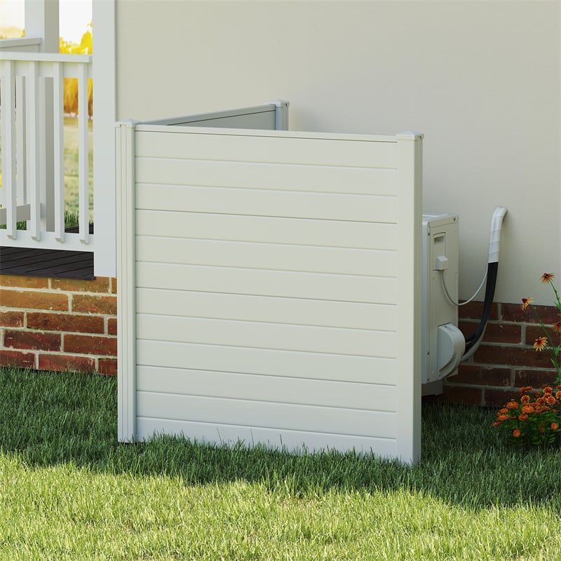 2/4 Panel Air Conditioner Fence, 48"W x 49"H Outdoor Privacy Screen HDPE Decorative Trash Can Enclosure with Ground Stakes for Garden