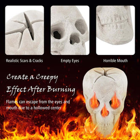 Halloween Fire Pit Skull Ceramic, Fireproof Human Skull Fire Pit Stones, Reusable Fire Pit Skull Shaped Halloween Decoration