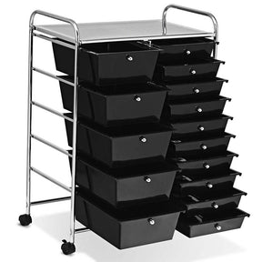15-Drawer Storage Drawer Cart Tools Scrapbook Paper Organizer Cart Office School Utility Cart Rolling Storage Cart with Wheels