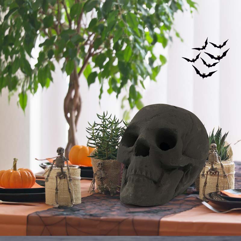 Halloween Fire Pit Skull Ceramic, Fireproof Human Skull Fire Pit Stones, Reusable Fire Pit Skull Shaped Halloween Decoration