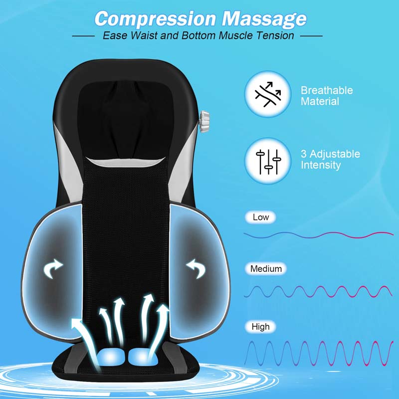 Comfier Shiatsu Neck Back Massage Seat Cushion with Heat, Adjustable Kneading Rolling Massage Chair Pad, Gift for Family, Size: One size, Gray