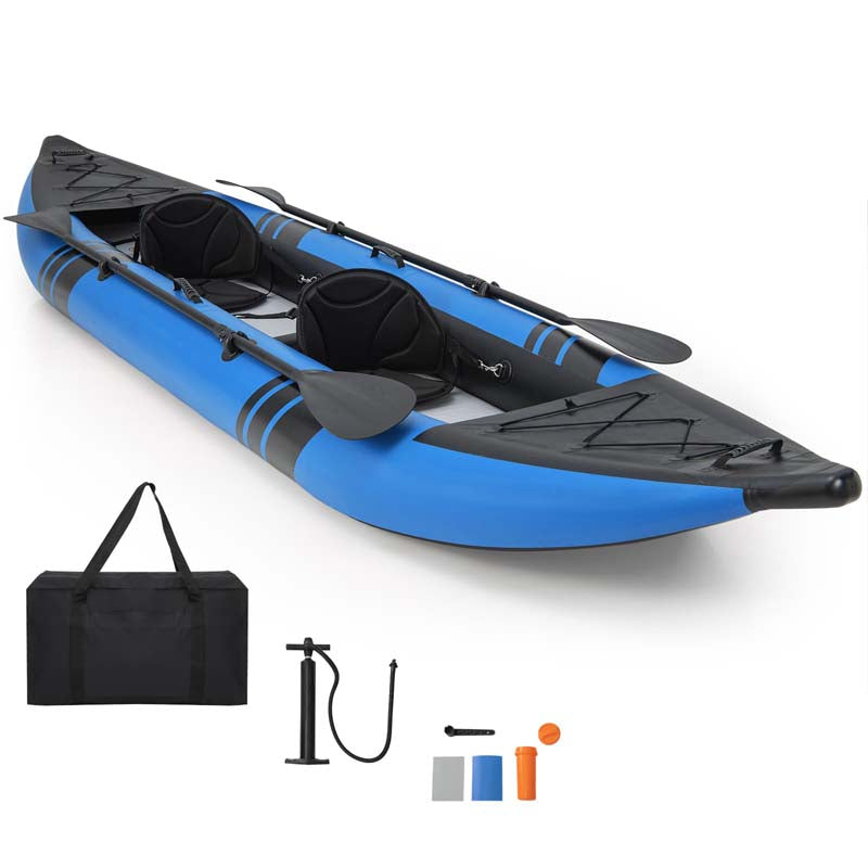 2-Person Inflatable Kayak Set with 2 Aluminium Oars & Repair Kit, 12.5Ft 507lbs Portable Fishing Touring Kayaks for Adults