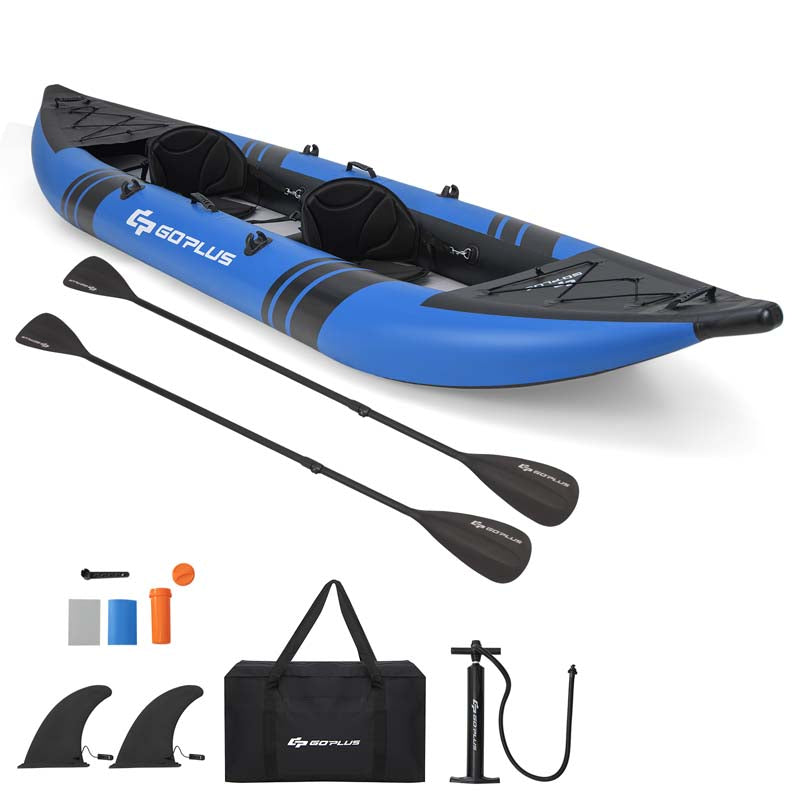 2-Person Inflatable Kayak Set with 2 Aluminium Oars & Repair Kit, 12.5Ft 507lbs Portable Fishing Touring Kayaks for Adults