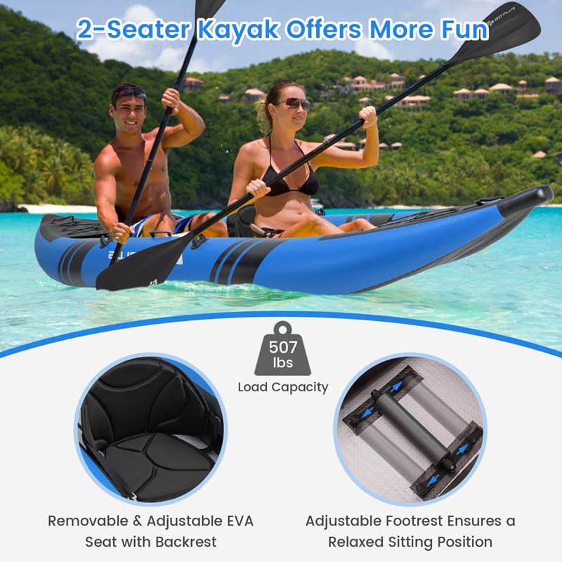 2-person Inflatable Kayak Set with Aluminium Oars Sale, Price & Reviews -  Eletriclife