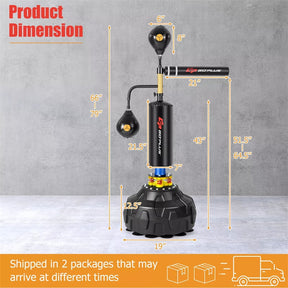 Boxing Speed Trainer Freestanding Punching Bag w/ 360° Spinning Bar, 2 Reflex Balls, Fillable Base, Adjustable Adult Kickboxing MMA Fitness Equipment