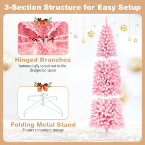 7 FT Pre-Lit Artificial Christmas Tree w/ 300 Warm White LED Lights, 8-Mode