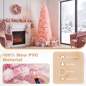 7 FT Pre-Lit Artificial Christmas Tree w/ 300 Warm White LED Lights, 8-Mode