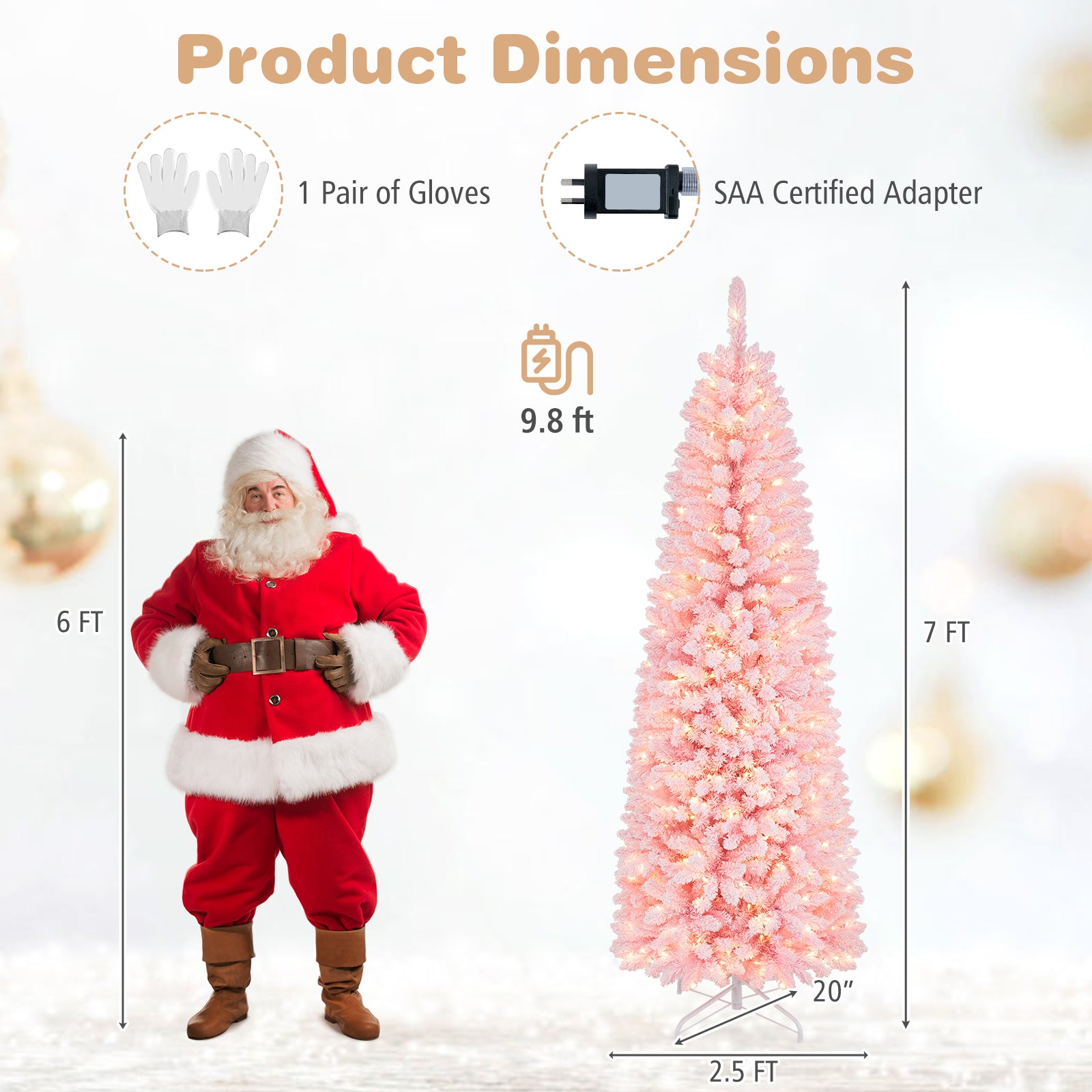 7 FT Pre-Lit Artificial Christmas Tree w/ 300 Warm White LED Lights, 8-Mode