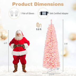 7 FT Pre-Lit Artificial Christmas Tree w/ 300 Warm White LED Lights, 8-Mode