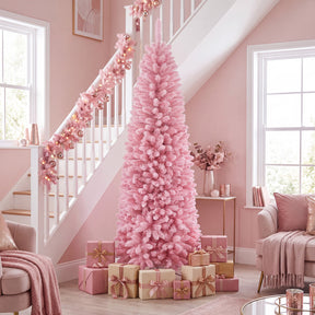 7 FT Pre-Lit Artificial Christmas Tree w/ 300 Warm White LED Lights, 8-Mode