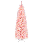 7 FT Pre-Lit Artificial Christmas Tree w/ 300 Warm White LED Lights, 8-Mode