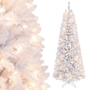7 FT Pre-Lit Artificial Christmas Tree w/ 300 Warm White LED Lights, 8-Mode