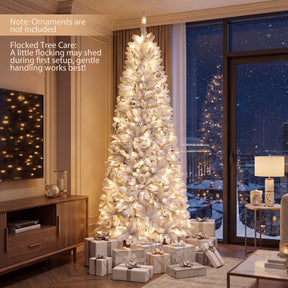 7 FT Pre-Lit Artificial Christmas Tree w/ 300 Warm White LED Lights, 8-Mode