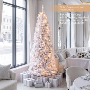 7 FT Pre-Lit Artificial Christmas Tree w/ 300 Warm White LED Lights, 8-Mode