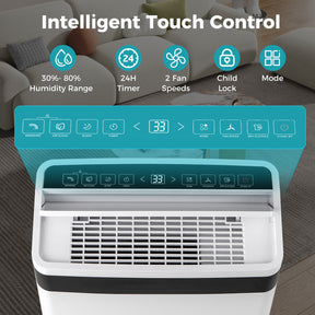 57 Pint Dehumidifier for Home and Basement, 4500 Sq. Ft Portable Dehumidifier with Auto & Manual Drainage, Intelligent Touch Control