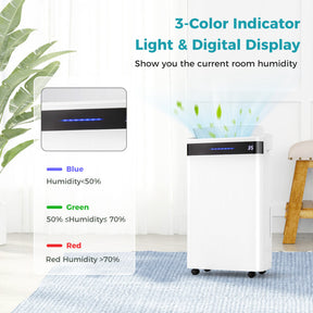 57 Pint Dehumidifier for Home and Basement, 4500 Sq. Ft Portable Dehumidifier with Auto & Manual Drainage, Intelligent Touch Control